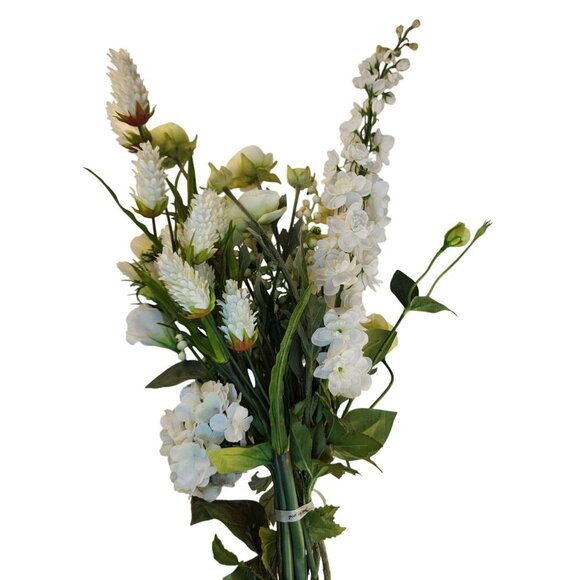 Artificial White Floral Bouquet W/ Lilies Roses & Hydrangeas - 13 Stems Realisti - Picture 10 of 14